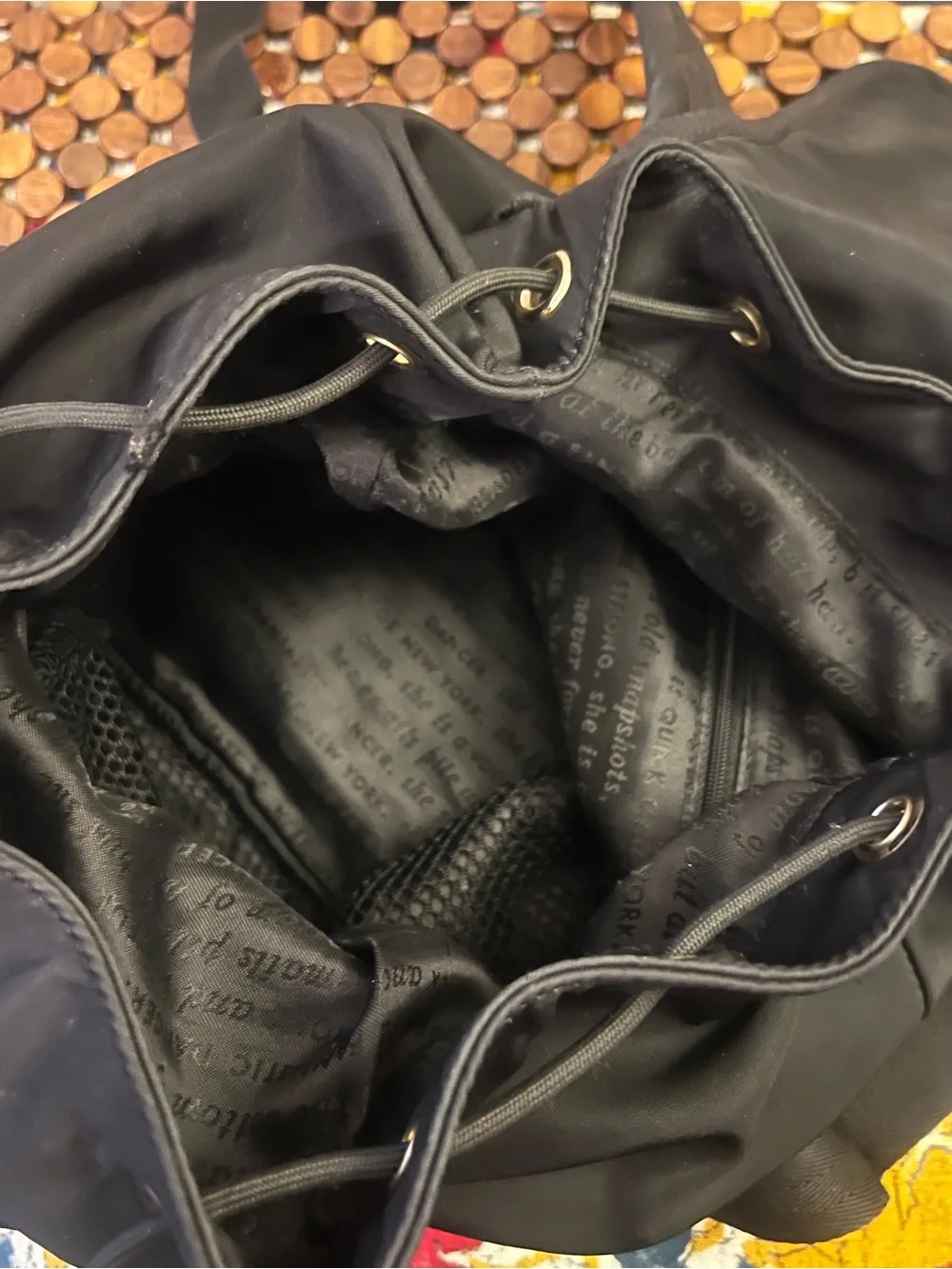 Kate Spade Clark Court Matty Backpack Nylon Black Pink Red Stripe